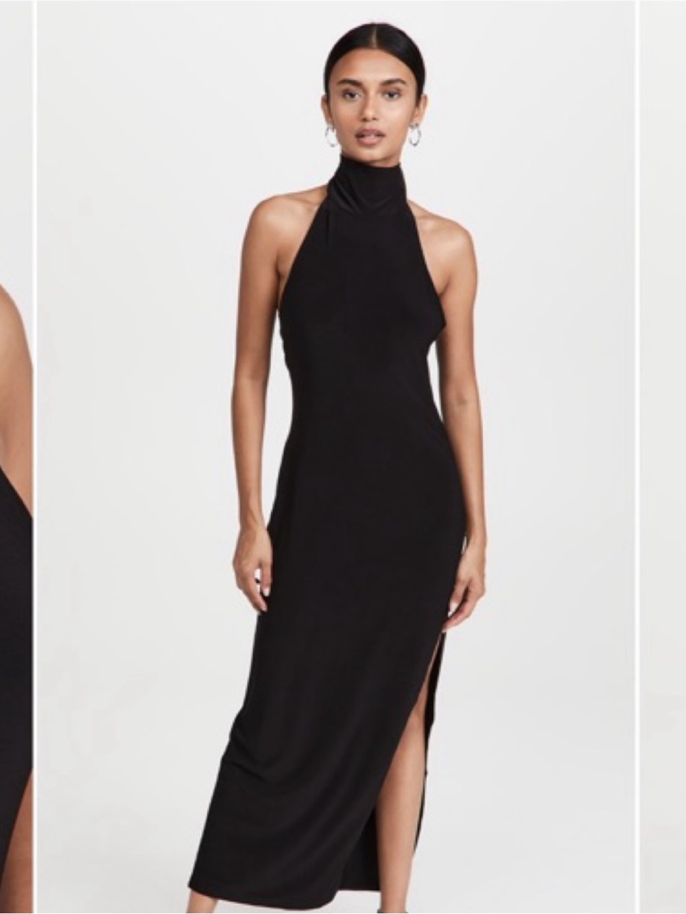 Norma Kamali High-Neck Black Maxi Dress with Side Slit
